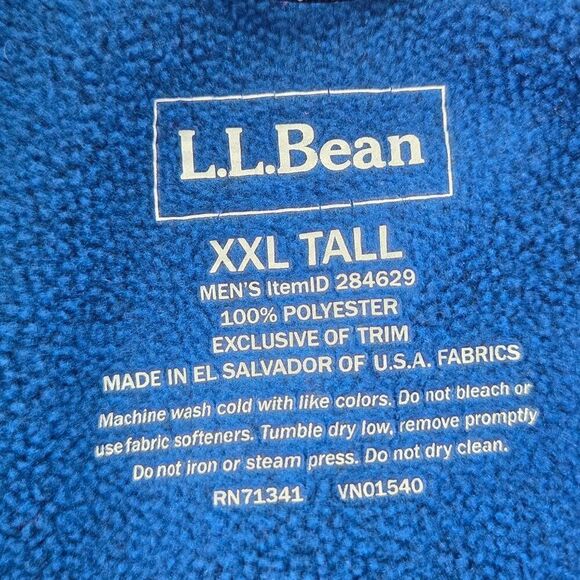 LL Bean Trail Model Polartec Fleece Vest Mens Size XXL Tall Blue 284629 Outdoor - Picture 5 of 5